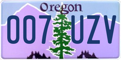 OR license plate 007UZV