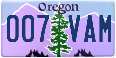 OR license plate 007VAM