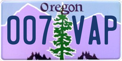 OR license plate 007VAP