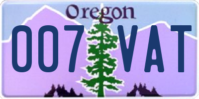 OR license plate 007VAT