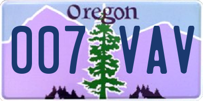 OR license plate 007VAV