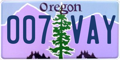 OR license plate 007VAY