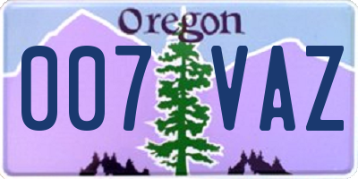 OR license plate 007VAZ