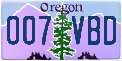 OR license plate 007VBD