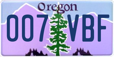 OR license plate 007VBF