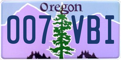 OR license plate 007VBI