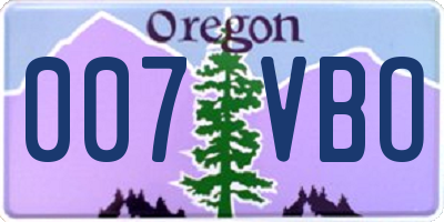 OR license plate 007VBO