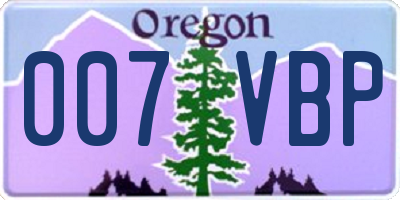 OR license plate 007VBP