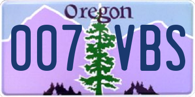 OR license plate 007VBS