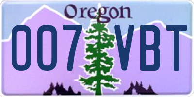 OR license plate 007VBT
