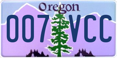 OR license plate 007VCC
