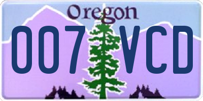 OR license plate 007VCD