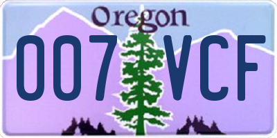 OR license plate 007VCF