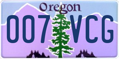 OR license plate 007VCG