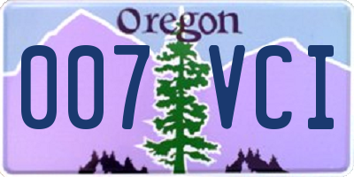 OR license plate 007VCI