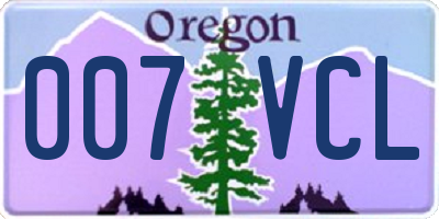OR license plate 007VCL