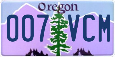 OR license plate 007VCM