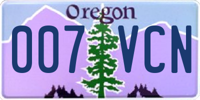 OR license plate 007VCN