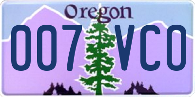 OR license plate 007VCO