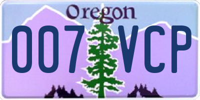 OR license plate 007VCP