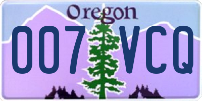 OR license plate 007VCQ
