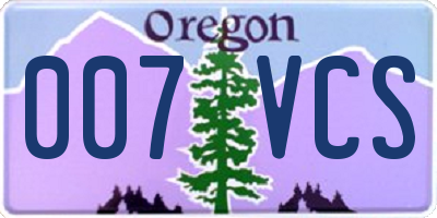 OR license plate 007VCS