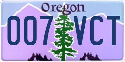 OR license plate 007VCT