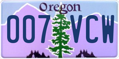 OR license plate 007VCW