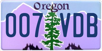 OR license plate 007VDB
