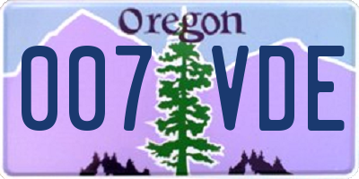OR license plate 007VDE