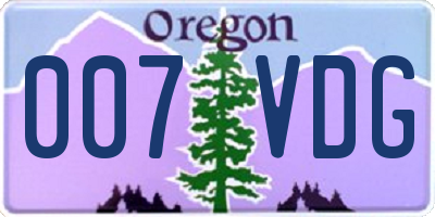 OR license plate 007VDG
