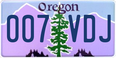 OR license plate 007VDJ