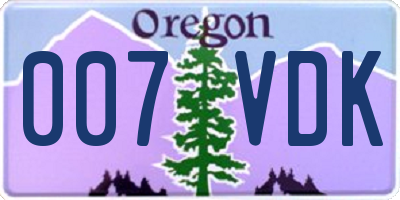 OR license plate 007VDK