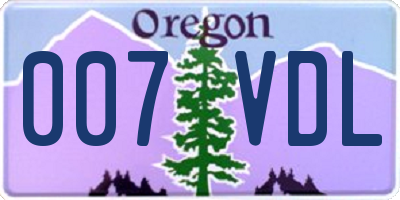 OR license plate 007VDL