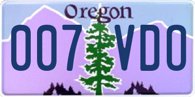 OR license plate 007VDO