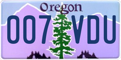 OR license plate 007VDU