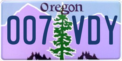 OR license plate 007VDY