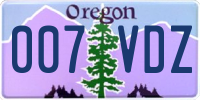 OR license plate 007VDZ