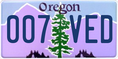 OR license plate 007VED