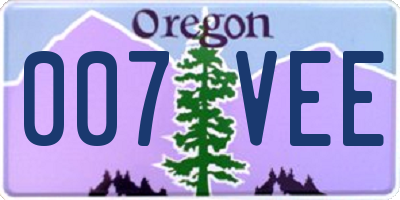 OR license plate 007VEE