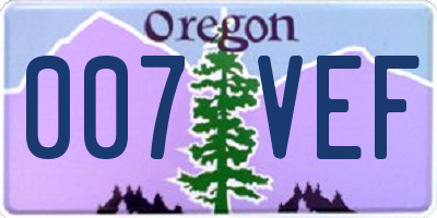 OR license plate 007VEF