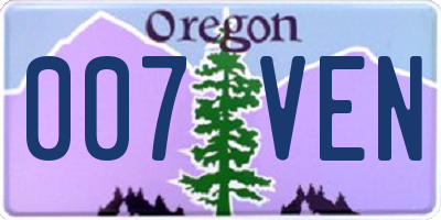 OR license plate 007VEN