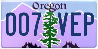 OR license plate 007VEP