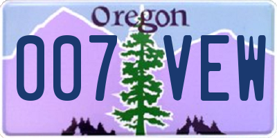 OR license plate 007VEW