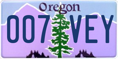 OR license plate 007VEY