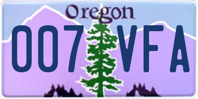 OR license plate 007VFA