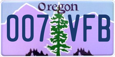 OR license plate 007VFB