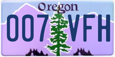 OR license plate 007VFH