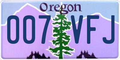 OR license plate 007VFJ
