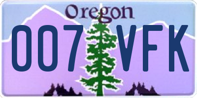 OR license plate 007VFK